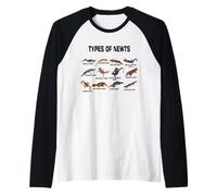 Tipos de tritones Razas Salamandras Vintage Familia de tritones Camiseta Manga Raglan