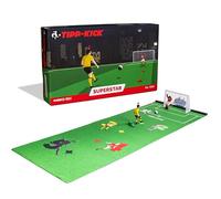 TIPP-Kick Juego de fútbol Superstar con Campo de Juego de Fieltro (63 x 22 cm) - Challenge para 2 Jugadores, Figuras de Zinc pintadas a Mano y portería, Juego de futbolín para Aficionados