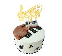 Tiptop Home - Decoración acrílica dorada para tarta de cumpleaños, piano, cumpleaños, música, fiesta, suministros de bricolaje