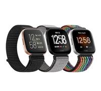 Tiptops Paquete de 3 correas compatibles con Fitbit Versa 2/Fitbit Versa/Versa Lite/Versa SE para mujeres y hombres, correa deportiva de nailon suave de repuesto para Fitbit Versa 2