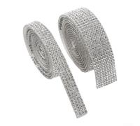 Tira adhesiva plateada con diamantes de imitación de 90 cm, para ropa de coche, teléfono, laptop, decoración brillante para exhibición, rollo de calcomanías autoadhesivas, emblema gráfico (2,6 cm)