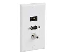 Tira de alimentación de Paneles Multimedia de Pared, VBESTLIFE Compuesto HDMI VGA DC 3.5mm Jack, AV 3 a 1 Adaptador de Audio y Video convertidor Jack Conector Conector Conector