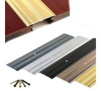 Tira de aluminio para cubrir la costura del umbral, tira de transición de suelo, antideslizante, tira de acabado de borde de sillín ranurado, umbral plano (plateado)