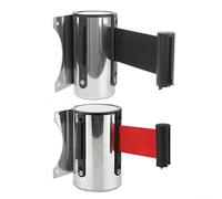 Tira de barrera de cola de acero inoxidable con soporte de pared para gestión de eventos (negro, 5 m)