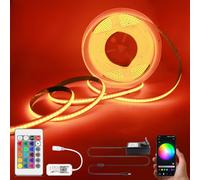 Tira de LED COB RGB WIFI set 5m 24V regulable, Arote Tira LED COB con controlador y fuente de alimentación, alta densidad 576LEDs/m IP20, controlable por APP para cocina hogar decoración interior