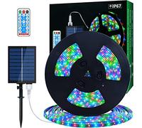 Tira de LED solar para exteriores, 10 m SMD 5050 Luces LED Tira de LED que cambia de color RGB con energía solar, IP67 Luces de hadas decorativas impermeables para jardín de árboles de jardín…
