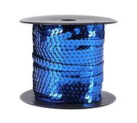 Tira de Lentejuelas Plana de 6 Mm de 100 Yardas, Cuerdas de Costura Con Adornos de Lentejuelas Brillantes para Bricolaje, Línea de Carrete de Paillette Redonda Y Plana de Colores, Artesanía(Azul)