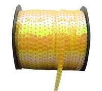 Tira de lentejuelas planas for manualidades, 100 yardas, 6 mm, de PVC, for decoración de ropa y costura DIY.(Yellow)