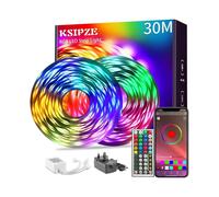 Tira de luces LED de 30 m (2 rollos de 15 m) RGB con sincronización de música y cambio de color, luces LED Bluetooth con control remoto medi