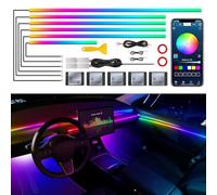 Tira de luces LED de acrílico para interior del coche, con aplicación inalámbrica, RGB 10 en 1 con 175 pulgadas 593, kit de iluminación ambiental para coche, luces de sincronización de música