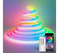 Tira de Luces LED de Neón de 15 m con Control Remoto y Aplicación, Resistente al Agua IP67, Flexible, con Sincronización Musical, RGB, Ideal para Dormitorio, Sala de Estar y Decoración Navideña