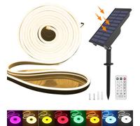 Tira de luces LED de neón de 24 V, 2835, 120 ledes/m, IP65, resistente al agua, de silicona, tubo de luz LED de neón con controlador solar de 6 W USB para exteriores, jardín, fiesta, decoración de