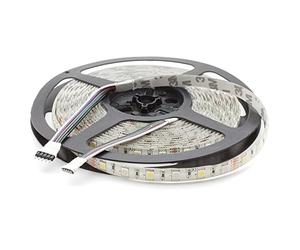 Tira de luces LED RGBW, luz blanca cálida (3000 K), 12 V, 500 cm, 60 LED/m (300 unidades), IP65