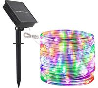 Tira de Luces LED Solares Impermeables al Aire Libre con manguera de luz con panel solar waterproof para Césped, Jardín, Patio, Fiesta, árbol de Navidad. (12 Metros - 100 Led, Multicolor)