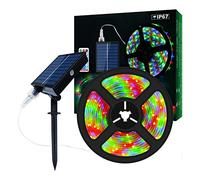 Tira de Luces LED Solares para Exteriores, 5m 280 LEDs Tira de LED que Cambia de Color RGB con 8 Modos de Iluminación, Luces de Cuerda Decorativas Impermeables IP67 para Patio Árboles Piscina…