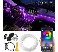 Tira de luz interior LED para coche, 16 millones de colores 5 en 1 con fibra óptica de 236 pulgadas,kit de iluminación ambiental de atmósfera activa de sonido RGB para automóvil-Control de aplicación