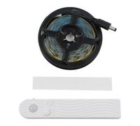 Tira de luz LED con sensor de movimiento con modo día/noche, temporizador ajustable, para batería o USB, cama flexible para armario bajo iluminación (luz blanca) (luz blanca) (luz blanca, 2 m)