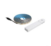 Tira de luz LED con sensor de movimiento, funciona con pilas, luz de gabinete de cuerpo humano, detección infrarroja, función de ajuste de luz nocturna para armario inferior de cama (luz cálida, 5 m)
