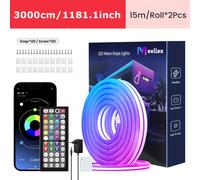 Tira de luz neón RGB Mexllex con control remoto de 44 teclas, IP67 a prueba de salpicaduras, se con la APP, color y ajustables, de , función, utilizado para dormitorio, , estudio, regalo, etc.