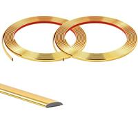 Tira de moldura flexible dorada de 8 m (4 m x 2 rollos), autoadhesiva, decorativa, para azulejos, paredes, espejos, techos, suelos, paneles, armarios, marcos de PVC para despegar y pegar, 10 mm
