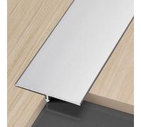 Tira de perfil en T de aluminio con 3 molduras de metal para umbrales de puerta, rellena G entre laminado, azulejos y Flo (plata, 1,8 m)