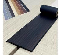 Tira de transición autoadhesiva de PVC en forma de T, impermeable, antideslizante, se puede cortar a medida, para alfombras, laminados, suelos de azulejos y vinilo, duradera, fácil de instalar (negro