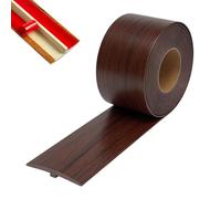 Tira de transición autoadhesiva de PVC flexible, perfil en T, 1 m - 10 m, despegar y pegar, para aberturas de puertas, laminados y baldosas, cortable, adecuada para juntas de hasta 5 mm (nogal, 5 cm x