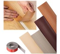 Tira de transición autoadhesiva de PVC para suelo, cubierta de despegar y pegar para huecos de puertas y bordes de azulejos, fácil instalación para renovación del hogar (grano de teca, 7,6 cm x 3 m)
