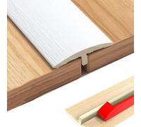 Tira De Transición Autoadhesiva, Perfil De Umbral Puerta Diseño Veta Madera 2 Piezas, Cubierta De Umbral Forma De T Para Unir Espacios De Piso(White)