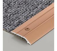 Tira de transición de alfombra a baldosa con tornillos, borde protector de umbral de metal cortable, decoración de bordes de piso for hogar/hotel(Rose Gold)