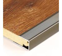 Tira de transición de aluminio antideslizante, 90 cm, color gris claro, protector de borde de suelo de 8 mm de altura y segura para una transición de suelos sin costuras, ideal para uso doméstico y de