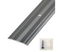 Tira de transición de aluminio para el suelo: 6 cm de ancho, longitud ajustable (89,9-180,3 cm) con tornillos para una fácil instalación (gris, 110 cm)