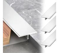 Tira de transición de perfil en T cortable, tira de separación plana para conectar juntas de suelo, umbrales de puerta, tiras de borde de puerta, juego de 3 piezas (plata, 6 mm)