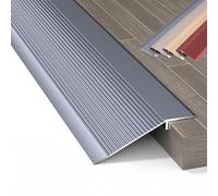 Tira de transición de suelo de aluminio, rampas reductoras para puertas, altura de 2/5 a 1 2/5 pulgadas, borde cortable para madera a azulejos, 40 pulgadas de longitud