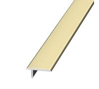 Tira de transición de suelo en forma de T, rampas de solapa de aluminio, barra de transición que no se decolora, para umbrales decorativos al aire libre, tira de acabado para tablones (dorado)