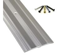 Tira de transición de umbral, transición de suelo de aluminio de perfil plano para umbral de puerta y huecos de suelo, incluye agujeros de montaje y tornillos