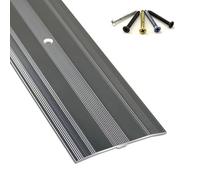 Tira de transición de umbral, transición de suelo de aluminio de perfil plano para umbral de puerta y huecos de suelo, incluye agujeros de montaje y tornillos