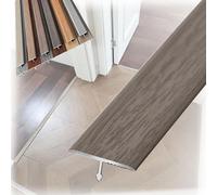 Tira de Transición en T Aluminio para Suelo Laminado - Perfil Divisorio de Puerta, Unión Entre Pisos, Tira Divisora para Umbral de Puerta y Huecos de Suelo(Grey Oak,W2cmxL120cm)