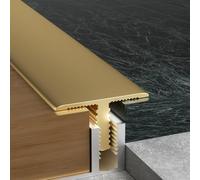 Tira de transición para salón, cocina y dormitorio, umbral en forma de T de latón cepillado con ranuras, se puede cortar a medida (ancho x alto x alto): 36 x 12 mm