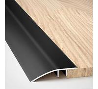 Tira de transición piso aluminio, adecuada for tablones laminados azulejos rampa umbral puertas, puente altura entre 5 y 15 mm(Black)
