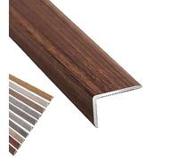Tira de transición piso aluminio, borde escalera, puerta veta madera en forma L 90 cm, cubierta protectora esquina for peldaños umbral zócalo gabinete pared(A,L900xW20xH8mm)