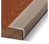 Tira de transición piso en forma L ángulo recto veta madera, molduras aluminio, protectores esquina for bordes punta escalera(D,L900xW28xH12mm)