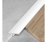 Tira de transición piso for puertas, divisor aluminio, borde moldura en T metal umbral for vinilo baldosas madera laminada, unión espacios pisos(White,12 mmx0.9m)