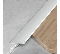 Tira de transición piso for puertas, divisor aluminio, borde moldura en T metal umbral for vinilo baldosas madera laminada, unión espacios pisos(Silver,50 mmx0.9m)