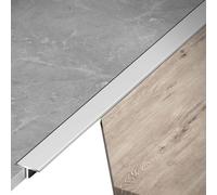 Tira de umbral 15 × 7,5 mm, molduras en T, tablones divisorios planos, aluminio anodizado, revestimiento para cubrir huecos entre baldosas laminadas, molduras de unión(Plata,1.5x100cm)