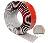 Tira de umbral adhesiva perfil de transición plano tira de transición de piso umbral de puerta grano de madera perfil PVC para suelo laminado (Gris, 300×4cm)