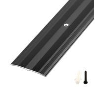 Tira de umbral de aluminio de 2,4 pulgadas de ancho, longitud ajustable, barra de transición para suelos irregulares, tornillos incluidos (negro, 115 cm)