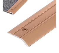 Tira de umbral de aluminio de 2,5 cm de ancho, perfil de transición de suelo con agujeros preformados (oro rosa, 110 cm)