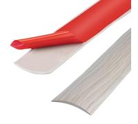 Tira de umbral de PVC de 200cm, tiras de transición de piso, tiras de cubierta de piso laminado, tira divisoria de puerta de piso autoadhesiva (4cm, Grano de madera de fresno)