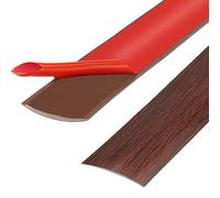 Tira de umbral de PVC de 400cm, tiras de transición de piso, tiras de cubierta de piso laminado, tira divisoria de puerta de piso autoadhesiva (5cm, 400cm-grano de caoba)